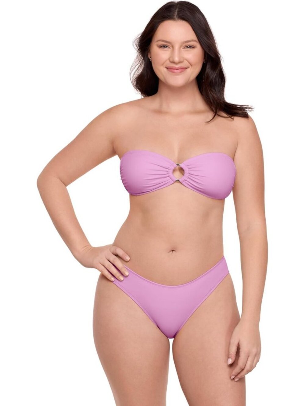 Aqua Green Women's Bandeau Bikini Set - Scoop Neck & Hipster Bottoms, Size M